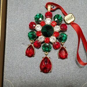 Monet gold tone red and green ornament